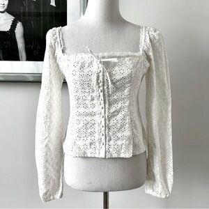 Joie Eyelet square Neck Long Sleeved Top